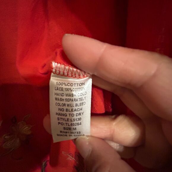 Umgee Kimono Top Medium Red Embroider Floral Open Front Hippie Cottagecore Boho - Picture 7 of 7